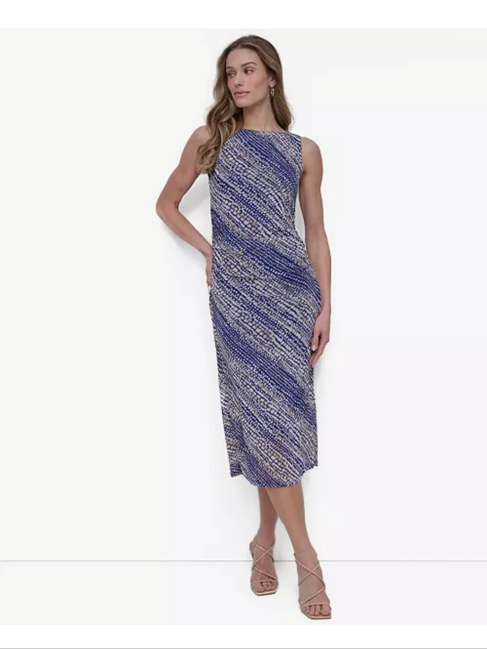 DKNY NWT Snake Print Ruched Sleeveless Maxi Dress Size 12 $129 Party